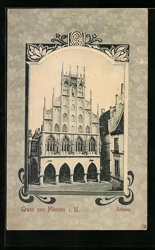 AK Münster i. W., Sicht auf das Rathaus