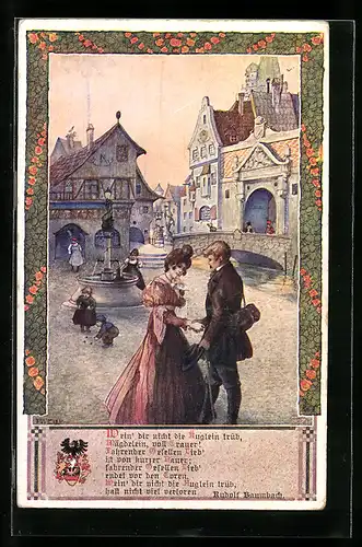 Künstler-AK T. Welzl: Wein dir nicht die Äuglein trüb, Mägdelein voll Trauer!