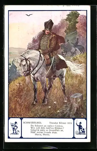 Künstler-AK Schwertlied, Theodor Körner 1813