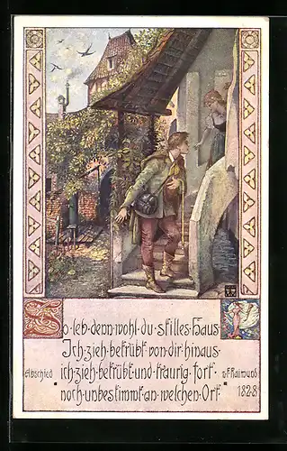 Künstler-AK Brüder Kohn (B.K.W.I) Nr.760-3: Gedicht Abschied von F. Raimund