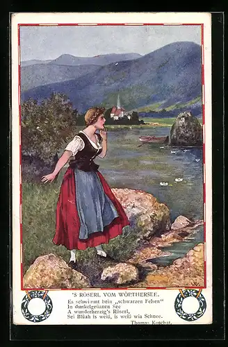 Künstler-AK T. Welzl: Röserl vom Wörthersee