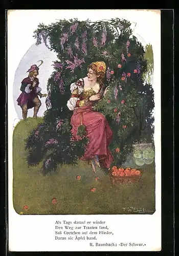 Künstler-AK T.Welzl: Herr nähert sich seiner Geliebten