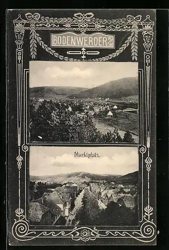 AK Bodenwerder a /W., Teilansicht, Marktplatz