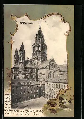 Passepartout-AK Mainz, Blick auf den Dom