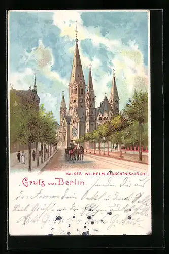 Lithographie Berlin-Charlottenburg, Die Kaiser-Wilhelm Gedächtniskirche