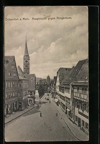 AK Ochsenfurt a. Main, Hauptstrasse gegen Klingenturm