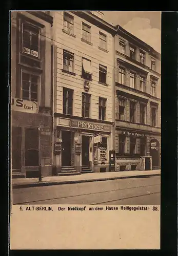 AK Alt-Berlin, Huas Heiligegeiststrasse 38 mit Neidkopf-Relief