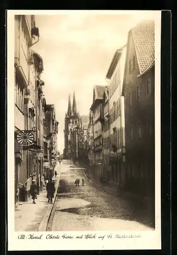 AK Kassel, Oberste Gasse mit Blick auf St. Martinskirche