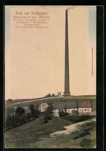 AK Halsbrücke, Die höchste Esse der Erde, 140m hoch