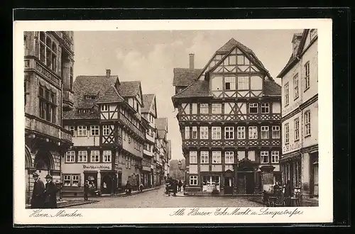 AK Hann. Münden, Alte Häuser Ecke Markt u. Langestrasse