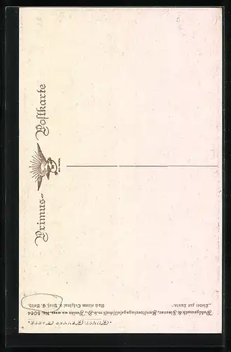 Künstler-AK Wohlgemuth & Lissner, Primus-Postkarte No. 5064: Lieder zur Laute, Fräulein mit Saiteninstrument