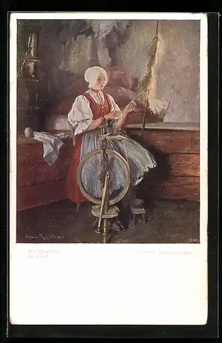 Künstler-AK Brüder Kohn (B.K.W.I) Nr.1565: Am Spinnrad