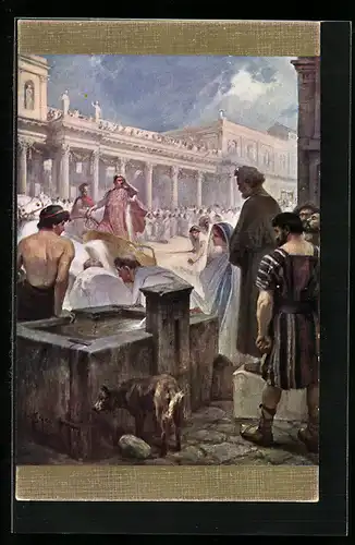 Künstler-AK Jan Styka: Quo Vadis, Nero und Petrus