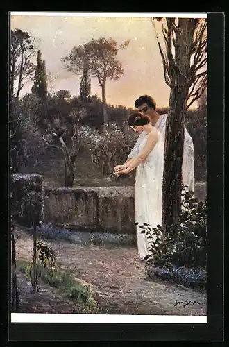 Künstler-AK Lapina Nr.436: Vincius und Lygia im Garten des Linus