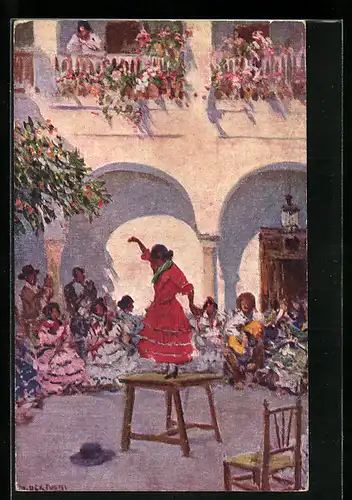 Künstler-AK sign. M. Bertuchi: Juerga gitana