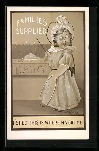 Künstler-AK sign. D. Rutherford: Mädchen im Kleid mit Reifen