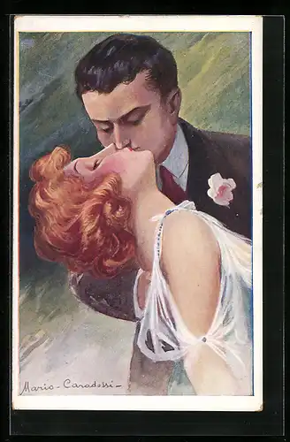 Künstler-AK sign. Mario Caradossi: Sich küssendes Liebespaar