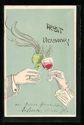 AK Prosit Neujahr, Paar stösst zu Neujahr an