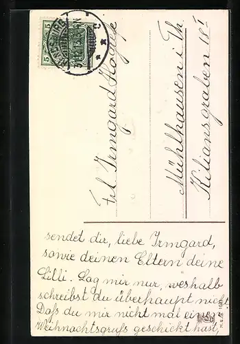 AK Jahreszahl 1914, Füllhorn mit Kleeblättern, Neujahr