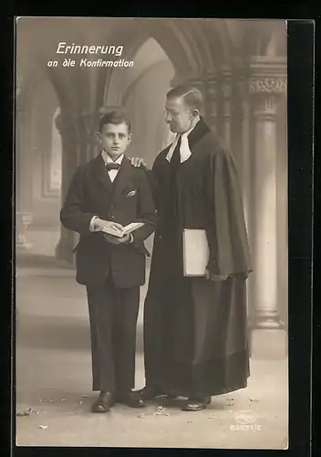 AK Junge mit Pfarrer zur Konfirmation