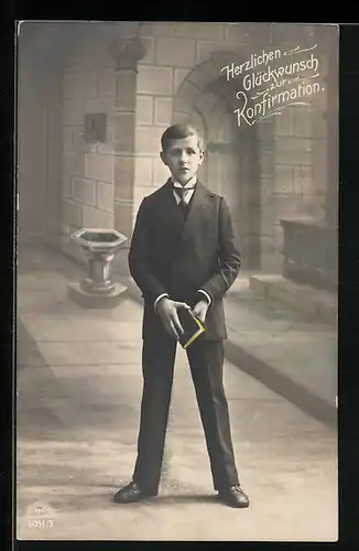 AK Junge mit Gebetsbuch zur Konfirmation