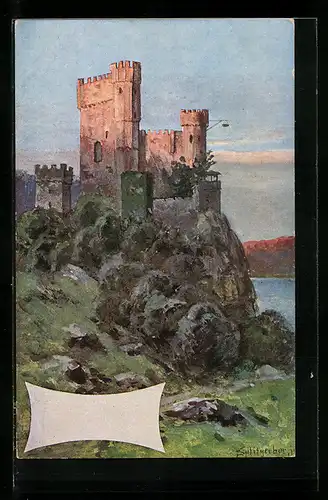 Künstler-AK August Splitgerber: Burg auf einem Felsen