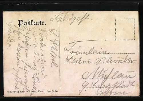 Künstler-AK Alfred Schönian: Hirsche springen über eine Wiese