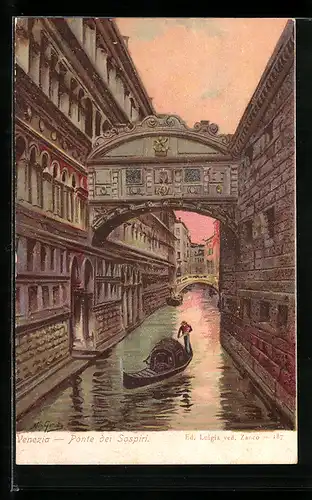 Künstler-AK Venezia, Ponte dei Sospiri