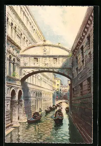 AK Venezia / Venedig, Ponte dei Sospiri / Gondeln unter der Seufzerbrücke
