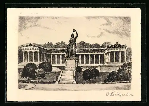 Künstler-AK München, Partie an der Bavaria