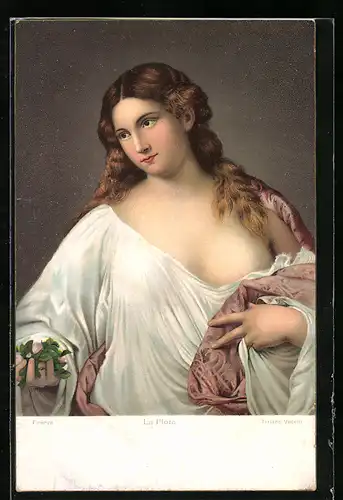 Künstler-AK Stengel & Co. Nr. 29830: la Flora, Frau mit Blättern in der Hand