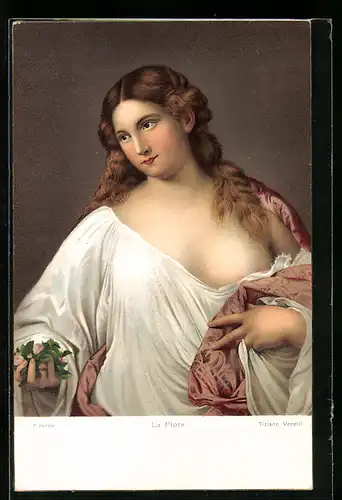 Künstler-AK Stengel & Co. Nr. 29830: la Flora, Frau mit Blättern in der Hand