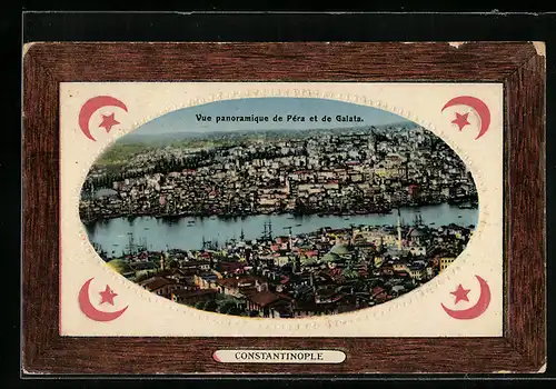 Passepartout-AK Constantinople, Vue panoramique de Péra et de Galata