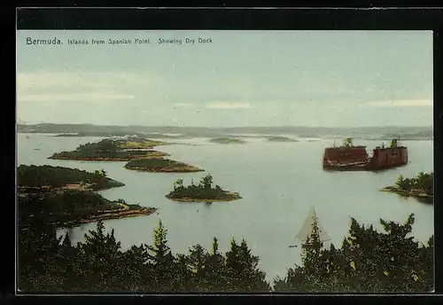 AK Bermuda, Islands from Spanish Point, Showing Dry Dock