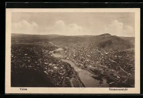 AK Veles, Gesamtansicht der Stadt am Vardar