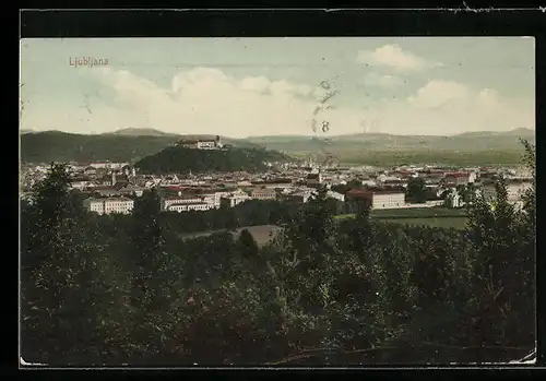 AK Ljubljana, Gesamtansicht mit Burgberg