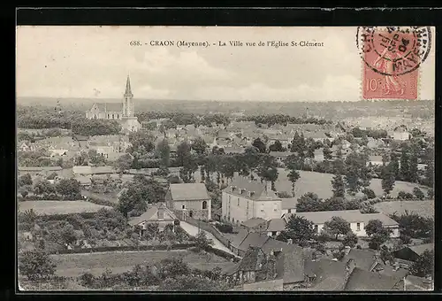 AK Craon, La Ville vue de l`Eglise St-Clément