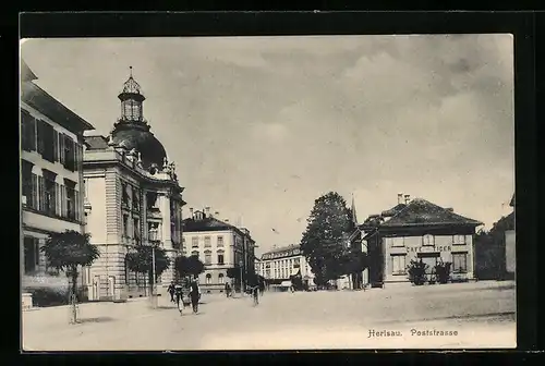 AK Herisau, Poststrasse mit Cafe Tiger
