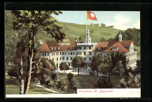 AK Weissbad, Ortsansicht mit Anlage