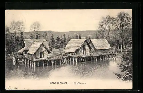 AK Schönenwerd, Pfahlbauten aus der Vogelschau