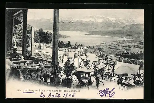 AK Uetliberg, Blick vom Kulm auf den Zürichsee