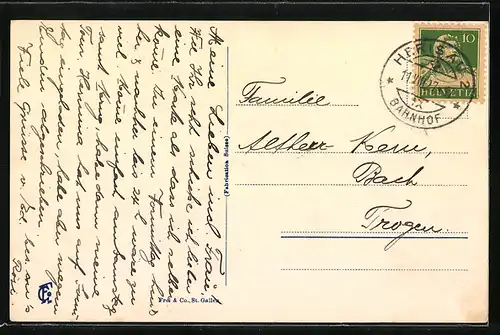 AK Herisau, Ortsansicht mit Säntiskette