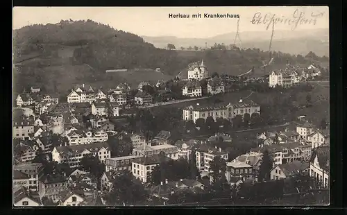 AK Herisau, Ortsansicht mit Krankenhaus