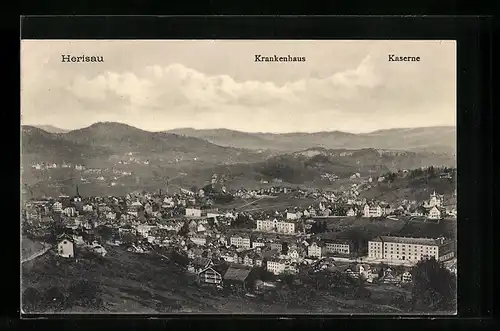 AK Herisau, Gesamtansicht mit Krankenhaus und Kaserne aus der Vogelschau