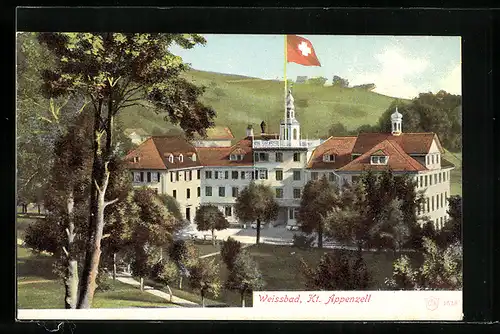 AK Weissbad, Gebäudeansicht mit Umgebung