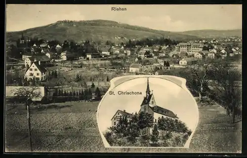 AK Riehen, Ortsansicht, St. Chrischona