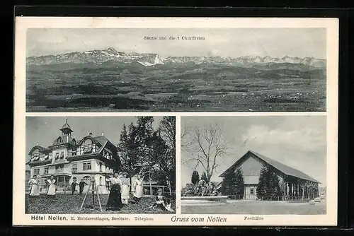 AK Hosenruck, Hotel Nollen mit Festhütte, Gesamtansicht aus der Ferne