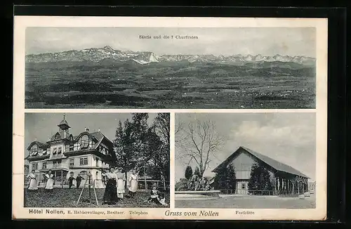 AK Hosenruck, Hotel Nollen mit Festhütte, Gesamtansicht aus der Ferne