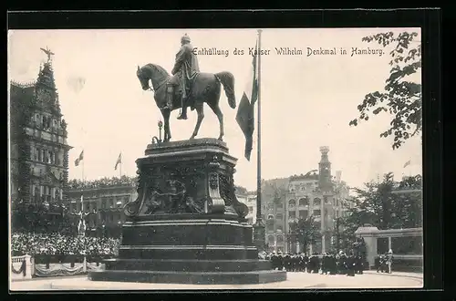 AK Hamburg, Enthüllung des Kaiser Wilhelm Denkmals, 20. Juni 1903, das enthüllte Denkmal