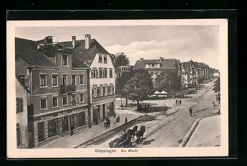 AK Göppingen, Strassenpartie am Markt, Spielwarenhandlung Otto Faber